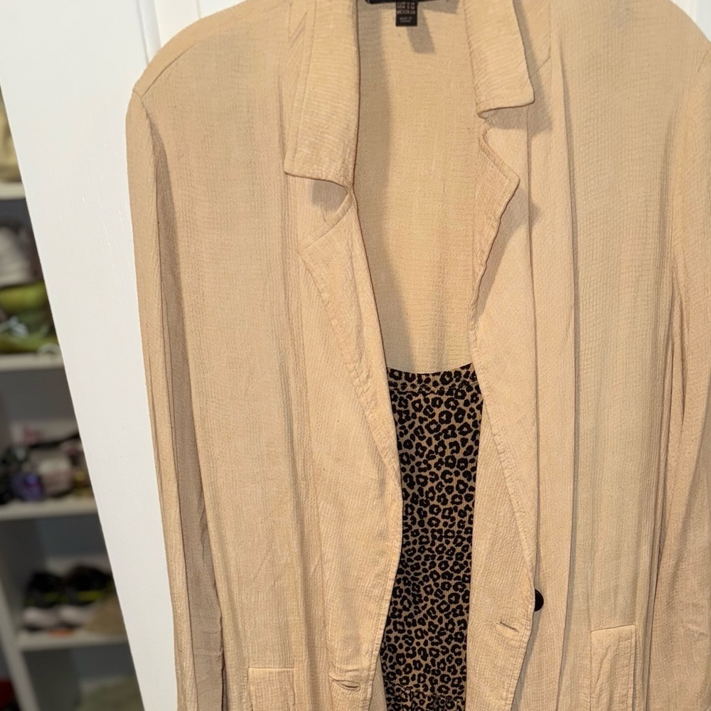 ZARA TRF OUTERWEAR LONG SLEEVE DUSTER TAN/BEIGE SIZE SMALL/ MEDIUM - Picture 16 of 16